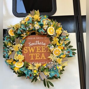 Southern Sweet Tea Wreath with Yellow and Green Accents